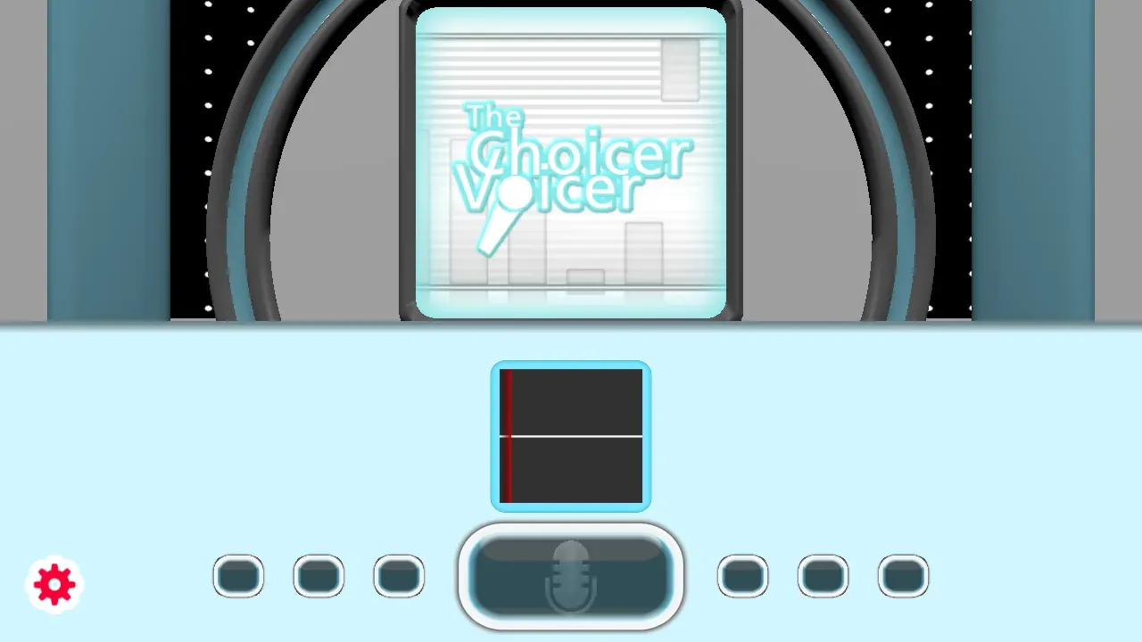Record control and waveform under The Choicer Voicer logo